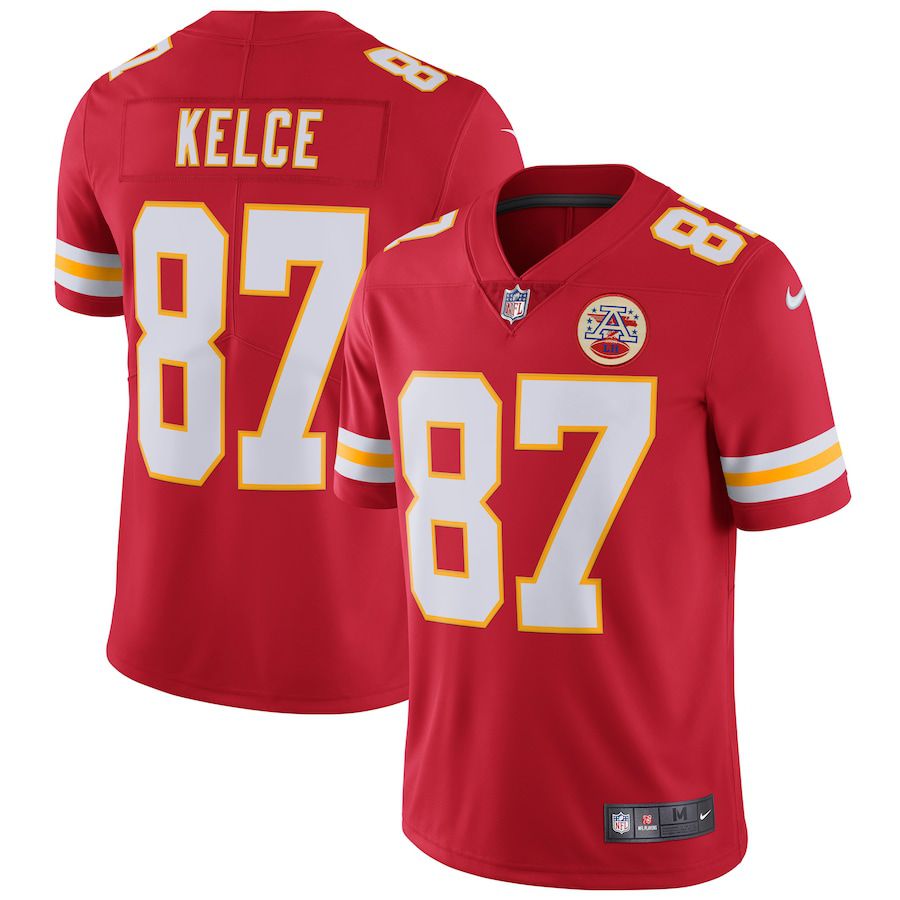 Men Kansas City Chiefs 87 Travis Kelce Nike Red Vapor Untouchable Limited Player NFL Jersey